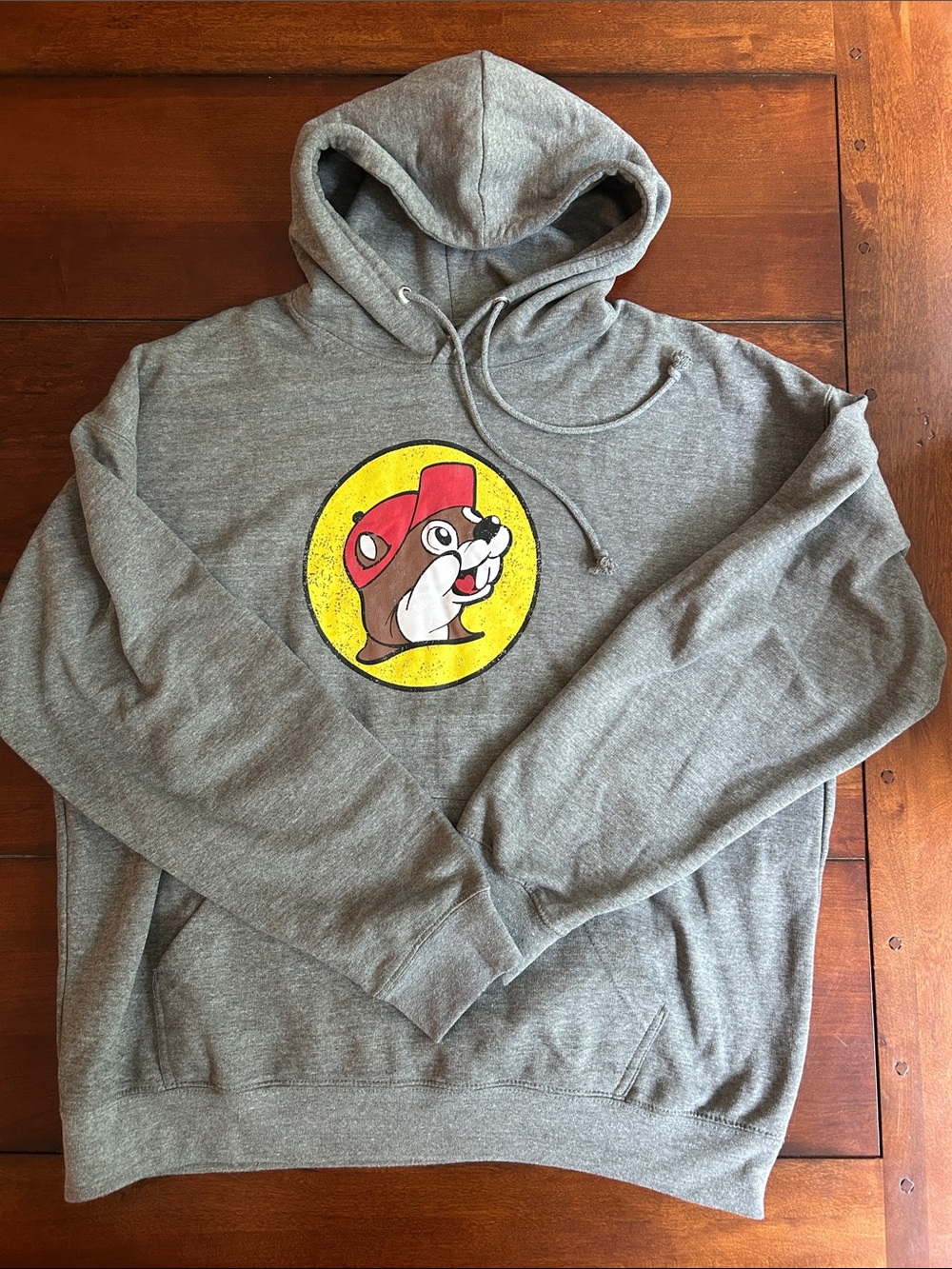Gray Hoodie with Buc-ee's Beaver Logo XL
